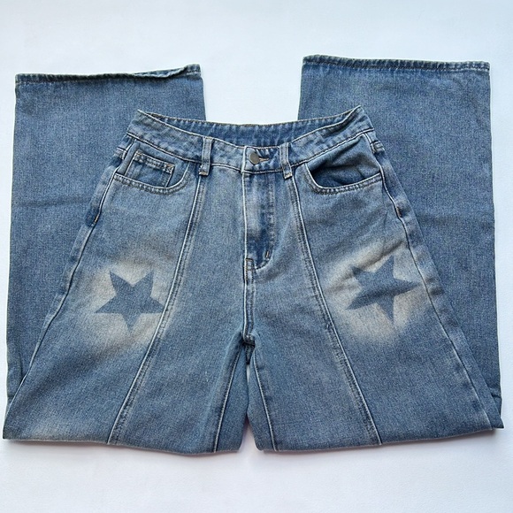 Cider Jeans Mid Rise Star Wide leg casual rodeo baggy western‎ fun - Picture 6 of 12